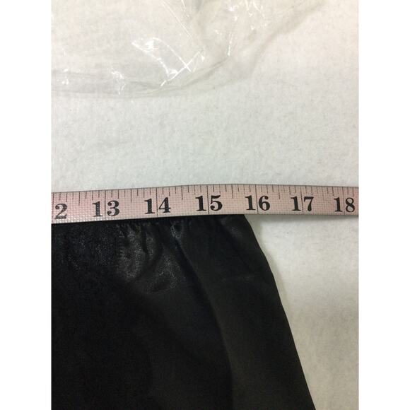 BEWICKED SZ L black satin lace trim cami 2 piece short sleep pajama set NWT 0B1 - Picture 6 of 11